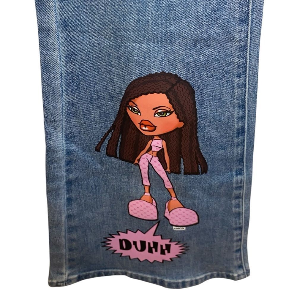 DOLLS KILL X BRATZ What’s the Scoop Flare Denim Jeans Size XS 0-2 - Picture 4 of 7
